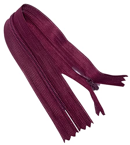 AERZETIX - C60400 - Satz mit 10 Reißverschlüssen unsichtbar 18cm Nicht trennbar - reißverschluß mit Gestell - Farbe Burgunderrot - Lederwaren Jeans Hosen Kleid Rock Schieber kleidungsstück nähen von AERZETIX