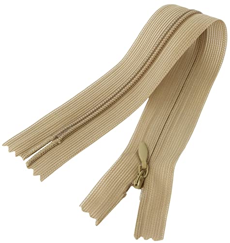 AERZETIX - C60543 - Satz mit 10 Reißverschlüssen unsichtbar 20cm Nicht trennbar - reißverschluß mit Gestell - Farbe beige - Lederwaren Jeans Hosen Kleid Rock Schieber kleidungsstück nähen von AERZETIX