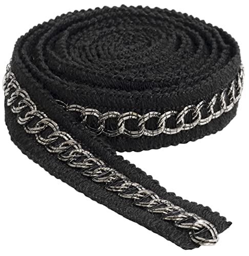 AERZETIX - C60659 - Borte Band 2 m x 20 mm aus textil mit metallmotiv - posamenten konfektion kleidung kurzwaren hobby dekoration ornament nähen - Farbe Schwarz und Silber AERZETIX - C60659 - Borte Band 2 m x 20 mm aus textil mit metallmotiv - posamenten konfektion kleidung kurzwaren hobby dekoration ornament nähen - Farbe Schwarz und Silber von AERZETIX