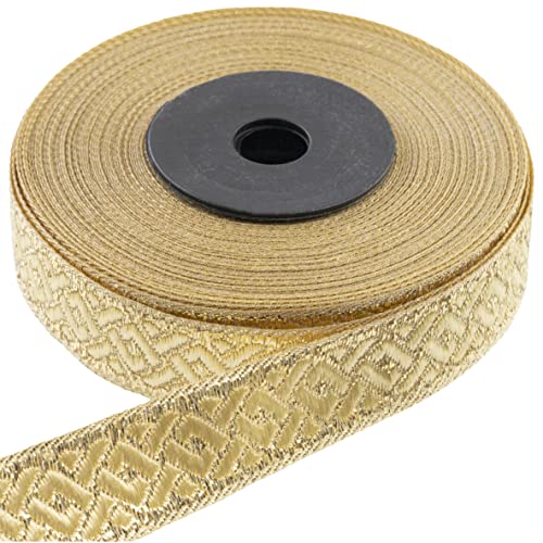 AERZETIX - C60672 - Bändchenrollen jacquard ~9 m x 16 mm farbe: gold mit eingewebten motiven - bestickter stoff handwerk kleidung kurzwaren kreative freizeitgestaltung dekoration AERZETIX - C60672 - Bändchenrollen jacquard ~9 m x 16 mm farbe: gold mit eingewebten motiven - bestickter stoff handwerk kleidung kurzwaren kreative freizeitgestaltung dekoration von AERZETIX