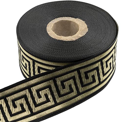AERZETIX - C60683 - Bändchenrollen jacquard ~9 m x 33 mm farbe: schwarz und gold mit griechischen schlüsselmotiven - bestickter stoff handwerk kleidung kurzwaren kreative freizeitgestaltung dekoration AERZETIX - C60683 - Bändchenrollen jacquard ~9 m x 33 mm farbe: schwarz und gold mit griechischen schlüsselmotiven - bestickter stoff handwerk kleidung kurzwaren kreative freizeitgestaltung dekoration von AERZETIX