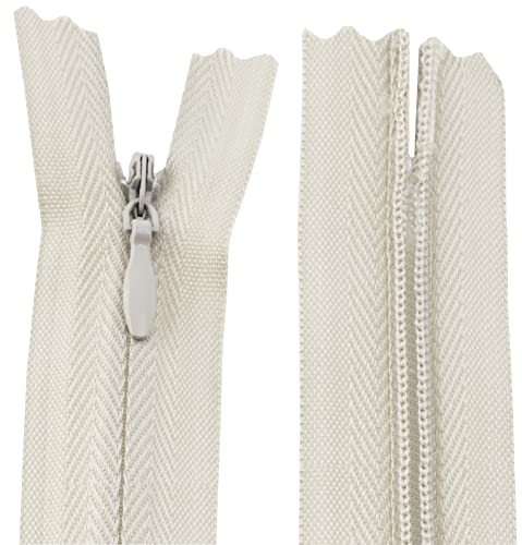 AERZETIX - C60974 - Satz von 20 verdeckten Reißverschlüssen 22 cm - Farbe: beige - nicht trennbar mit "rugbyball"-zuglasche aus undehnbarem material - reißverschluss mit zahnstange von AERZETIX