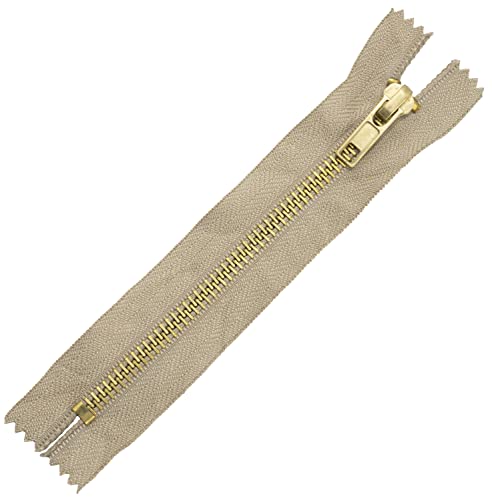 AERZETIX - C61332-5er-Set Nicht trennbare Reißverschlüsse 14 cm aus Metall - Farbe Hellbeige - reißverschluss mit Schieber für Lederwaren nähen Rock Kleid Hose kurzwaren Tasche Weste von AERZETIX