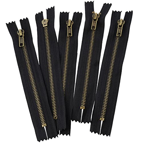 AERZETIX - C61407-5er-Set Nicht trennbare Reißverschlüsse 16 cm aus Metall - Zipper - schwarz - Lederwaren etuis Kleider Hosen kurzwaren Schieber von AERZETIX