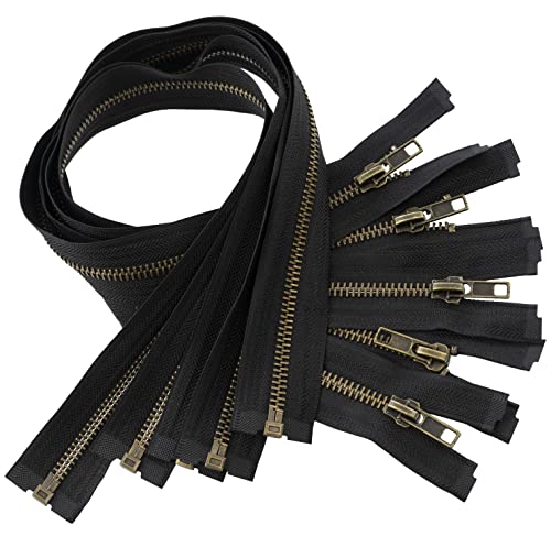 AERZETIX - C61408-5er-Set trennbare Reißverschlüsse 50 cm aus Metall - Zipper - schwarz - Lederwaren etuis Kleider Hosen kurzwaren Schieber von AERZETIX