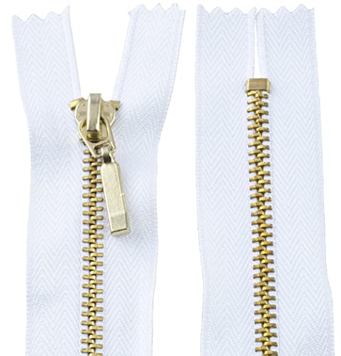 AERZETIX - C61443 - Nicht trennbarer Reißverschluss 10 cm aus Metall mit deko-anhänger - Farbe: weiß - Schieber Jeans Westen Lederwaren Kleider Kleidung Hosen kurzwaren AERZETIX - C61443 - Nicht trennbarer Reißverschluss 10 cm aus Metall mit deko-anhänger - Farbe: weiß - Schieber Jeans Westen Lederwaren Kleider Kleidung Hosen kurzwaren von AERZETIX