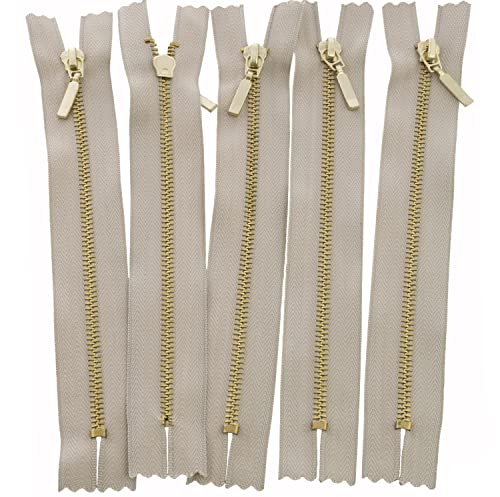 AERZETIX - C61463-5er-Pack Nicht trennbarer Reißverschluss 16 cm aus Metall mit deko-anhänger - Farbe: beige - Schieber Jeans Westen Lederwaren Kleider Kleidung Hosen kurzwaren AERZETIX - C61463-5er-Pack Nicht trennbarer Reißverschluss 16 cm aus Metall mit deko-anhänger - Farbe: beige - Schieber Jeans Westen Lederwaren Kleider Kleidung Hosen kurzwaren von AERZETIX