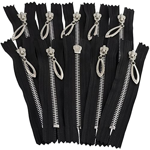 AERZETIX - C61481-10er-Pack Reißverschluss Nr. 5 nicht trennbar 12 cm aus metall mit dekorativer zuglasche - farbe: schwarz - schieber jeans westen lederwaren nähen kleid hose kurzwaren AERZETIX - C61481-10er-Pack Reißverschluss Nr. 5 nicht trennbar 12 cm aus metall mit dekorativer zuglasche - farbe: schwarz - schieber jeans westen lederwaren nähen kleid hose kurzwaren von AERZETIX