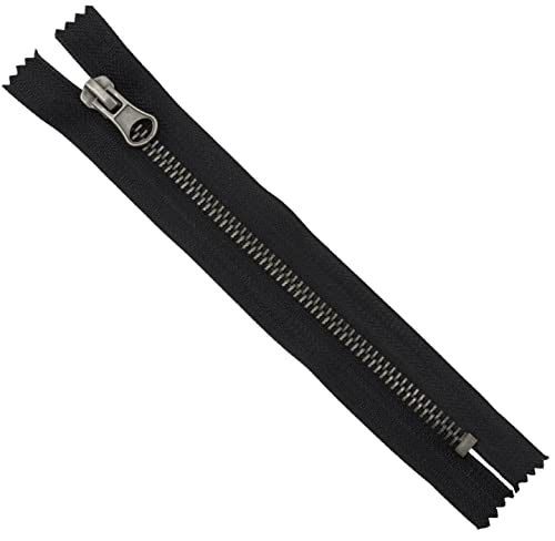 AERZETIX - C61528 - Reißverschluss Nr. 5 nicht trennbar 16 cm aus vintage-metall - dekorative zuglasche - Farbe schwarz - schieber für lederwaren jeans röcke kurzwaren von AERZETIX