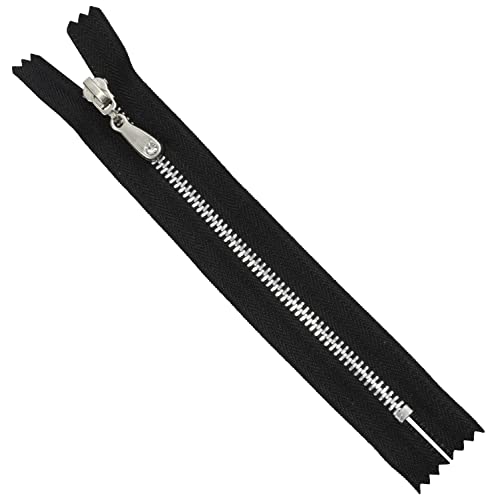 AERZETIX - C61577 - Reißverschluss Nr. 3 nicht trennbar 14 cm aus metall mit dekorativem zipper- farbe: schwarz - schieber jeans westen lederwaren couture kleid kleidung hose mercerie von AERZETIX