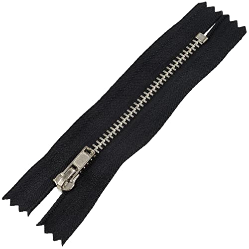 AERZETIX - C61581 - Reißverschluss Nr. 4 nicht trennbar 10 cm metall verchromt - farbe: schwarz - zipper jeans westen lederwaren nähen kleid hosen kurzwaren von AERZETIX