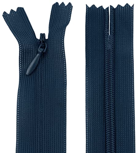 AERZETIX - C61816 - Satz mit 10 Reißverschlüssen unsichtbar 55cm Nicht trennbar - reißverschluß mit Gestell - Farbe dunkel blau-grau - Lederwaren Jeans Hosen Kleid Rock Schieber kleidungsstück nähen von AERZETIX