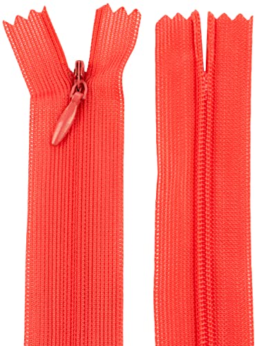 AERZETIX - C61817 - Satz mit 10 Reißverschlüssen unsichtbar 55cm Nicht trennbar - reißverschluß mit Gestell - Farbe orange-rot - Lederwaren Jeans Hosen Kleid Rock Schieber kleidungsstück nähen von AERZETIX