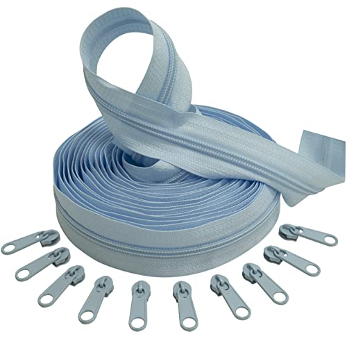 AERZETIX - C62640x5-C62812x10 - Set aus Spiralreißverschluss 5m - Nr. 5 + 10 Schieber Nr. 5 Nicht abschließbar - Farbe himmelblau - Nylon/Metall - kurzwaren reißverschlüsse AERZETIX - C62640x5-C62812x10 - Set aus Spiralreißverschluss 5m - Nr. 5 + 10 Schieber Nr. 5 Nicht abschließbar - Farbe himmelblau - Nylon/Metall - kurzwaren reißverschlüsse von AERZETIX