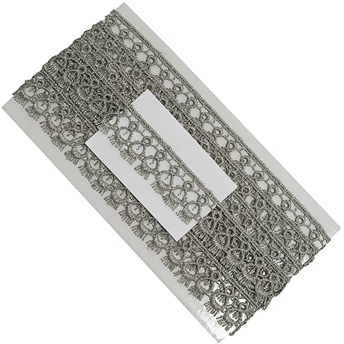 AERZETIX - C67751 - Spitzenband 2 meter x 18 mm - farbe grau - spitzenbesatz band bekleidung kleidung kurzwaren kreative dekoband dekoration nähen zierband - aus baumwolle von AERZETIX