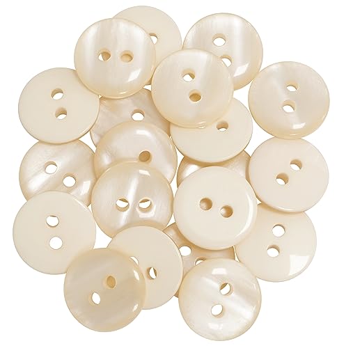 AERZETIX - C67893 - Satz von 20 runden Nähknöpfen Ø15 mm mit 2 löchern L24 24L - farbe ecru - aus kunststoff - konfektion kurzwaren nähen kleidung mode dekoration von AERZETIX