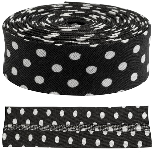 AERZETIX - C73162 - Dekoratives Schrägband 4.5 meter x 20 mm - aus 35% polyester und 65% baumwolle - farbe schwarz mit weißen punkten AERZETIX - C73162 - Dekoratives Schrägband 4.5 meter x 20 mm - aus 35% polyester und 65% baumwolle - farbe schwarz mit weißen punkten von AERZETIX