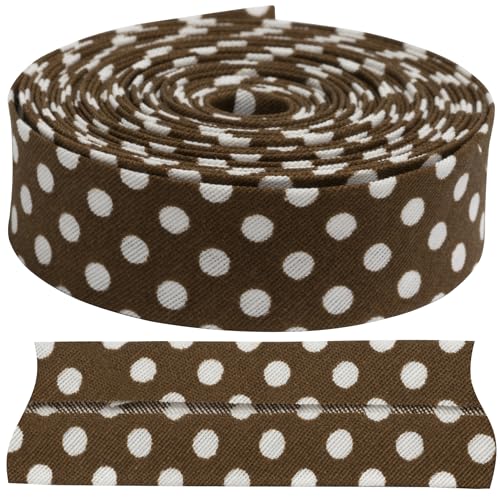 AERZETIX - C73166 - Dekoratives Schrägband 4.5 meter x 20 mm - aus 35% polyester und 65% baumwolle - braune farbe mit weißen punkten AERZETIX - C73166 - Dekoratives Schrägband 4.5 meter x 20 mm - aus 35% polyester und 65% baumwolle - braune farbe mit weißen punkten von AERZETIX