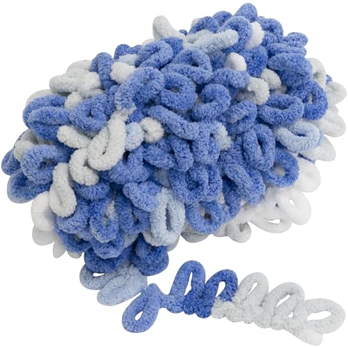 AERZETIX - C74188-100 g Knäuel Strickgarn mit Schlingen - Fingerstricken - blau-weiß - aus polyester - häkelnadeln, nadeln, konfektion, kurzwaren, kardieren, bekleidung, halstuch, garn von AERZETIX