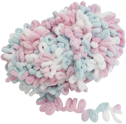 AERZETIX - C74217-100 g Knäuel Strickgarn mit Schlingen - Fingerstricken - Farbe blau rosa weiß - aus polyester - häkelnadeln, nadeln, konfektion, kurzwaren, kardieren, bekleidung, halstuch, garn von AERZETIX