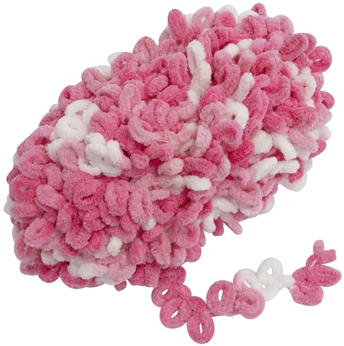 AERZETIX - C74219-100 g Knäuel Strickgarn mit Schlingen - Fingerstricken - rosa-weiß - aus polyester - häkelnadeln, nadeln, konfektion, kurzwaren, kardieren, bekleidung, halstuch, garn von AERZETIX