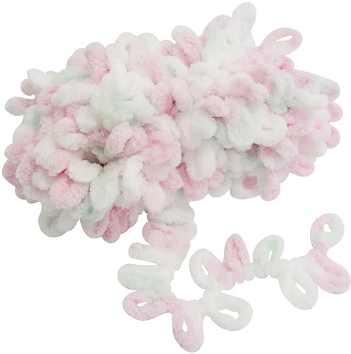 AERZETIX - C74239-100 g Knäuel Strickgarn mit Schlingen - Fingerstricken - Farbe weiß rosa mint - aus polyester - häkelnadeln, nadeln, konfektion, kurzwaren, kardieren, bekleidung, halstuch, garn von AERZETIX