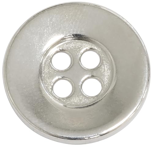 AERZETIX - C74831-10er-Set runde Nähknöpfe Ø15x2 mm mit 4 Löchern L24 24L - Öffnung 2 mm - nickelfarben - aus metall - kurzwaren nähen garn von AERZETIX