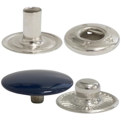 AERZETIX - C75057 - Set mit 10 Federdruckknöpfen ⌀15mm aus 4 metallteilen - farbe dunkelblau - für handtaschen jeans geldbörsen lederwaren lederhandwerk von AERZETIX