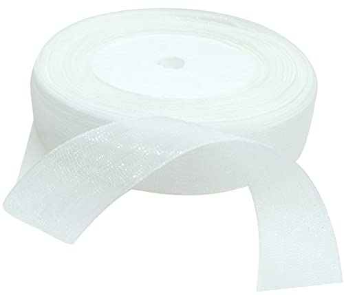 AERZETIX - C50772 - Organzaband glänzender dekorativer organza - 20mm x 45 meter - weiß - kreative projekte nähkunst geschenkverpackung zur geburtstagsfeier von AERZETIX