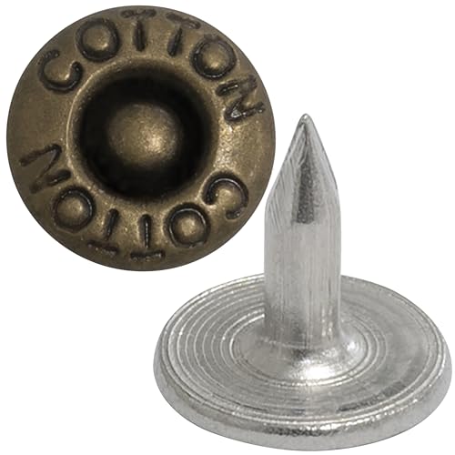 AERZETIX - Satz mit 50 Nieten knöpfe flach ⌀9.5mm Länge 9mm - "COTTON" - aus Metall - farbe oxid - für leder stoff jeans kleidung lederwaren textil von AERZETIX