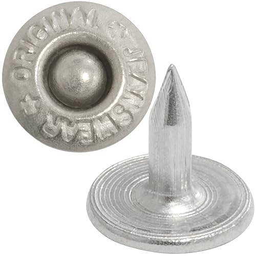 AERZETIX - Satz mit 50 Nieten knöpfe flach ⌀9.5mm Länge 9mm - "JEANS WEAR" - aus Metall - farbe dunkles chrom - für leder stoff jeans kleidung lederwaren textil AERZETIX - Satz mit 50 Nieten knöpfe flach ⌀9.5mm Länge 9mm - "JEANS WEAR" - aus Metall - farbe dunkles chrom - für leder stoff jeans kleidung lederwaren textil von AERZETIX