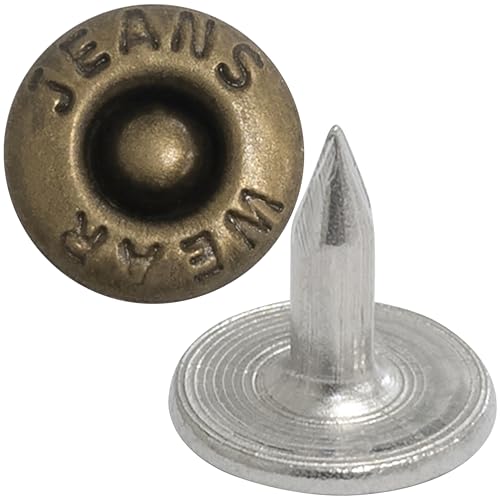 AERZETIX - Satz mit 50 Nieten knöpfe flach ⌀9.5mm Länge 9mm - "JEANS WEAR" - aus Metall - farbe oxid - für leder stoff jeans kleidung lederwaren textil AERZETIX - Satz mit 50 Nieten knöpfe flach ⌀9.5mm Länge 9mm - "JEANS WEAR" - aus Metall - farbe oxid - für leder stoff jeans kleidung lederwaren textil von AERZETIX
