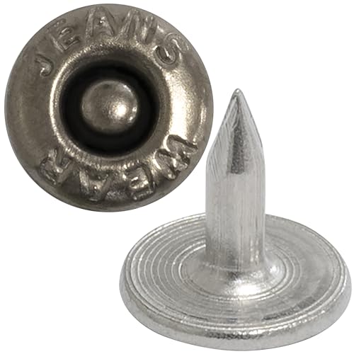 AERZETIX - Satz mit 50 Nieten knöpfe flach ⌀9.5mm Länge 9mm - "JEANS WEAR" - aus Metall - farbe schwarz chrom - für leder stoff jeans kleidung lederwaren textil AERZETIX - Satz mit 50 Nieten knöpfe flach ⌀9.5mm Länge 9mm - "JEANS WEAR" - aus Metall - farbe schwarz chrom - für leder stoff jeans kleidung lederwaren textil von AERZETIX