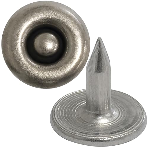 AERZETIX - Satz mit 50 Nieten knöpfe flach ⌀9.5mm Länge 9mm - "NEUTRAL" - aus Metall - farbe schwarz chrom - für leder stoff jeans kleidung lederwaren textil von AERZETIX