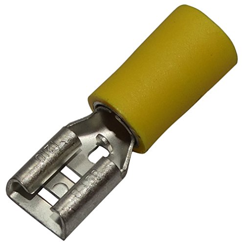 Aerzetix: 10 x Kabelschuhe Kabelschuh ( Klemme ) weiblich flach 6.3mm 0.8mm 2.5-6mm2 Gelb isoliert von AERZETIX