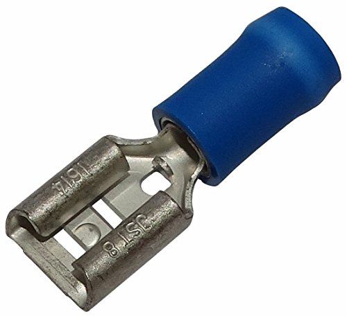 Aerzetix: 100 x Kabelschuhe Kabelschuh ( Klemme ) weiblich flach 6.3mm 0.8mm 1-2.5mm2 blau isoliert von AERZETIX