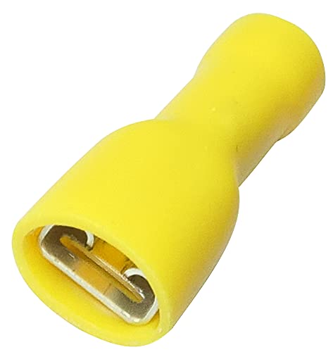 Aerzetix: 100 x Kabelschuhe Kabelschuh ( Klemme ) weiblich flach 6.3mm 0.8mm 4-6mm2 gelb isoliert wärmeschrumpfbare. von AERZETIX
