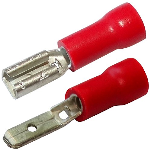 Aerzetix: 200 x Kabelschuhe Kabelschuh ( Klemme ) männlich weiblich flach 2.8mm 0.8mm 0.5-1mm2 rot isoliert C11494C11523 von AERZETIX