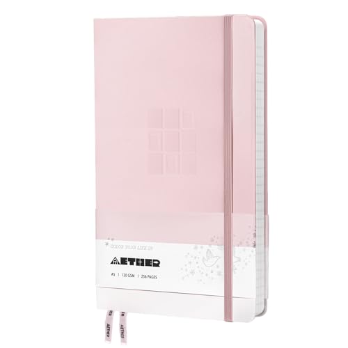 AETHER Notizbuch Liniert A5, Rosa Journal Tagebuch 256 Seiten 120g/m² Dickes Papier, 13 x 21.5cm A5 Notizbuch mit 1 Innentasche, Hardcover Liniert Notizblock für Frauen Arbeit Notizen Lernen Reisen AETHER Notizbuch Liniert A5, Rosa Journal Tagebuch 256 Seiten 120g/m² Dickes Papier, 13 x 21.5cm A5 Notizbuch mit 1 Innentasche, Hardcover Liniert Notizblock für Frauen Arbeit Notizen Lernen Reisen von AETHER