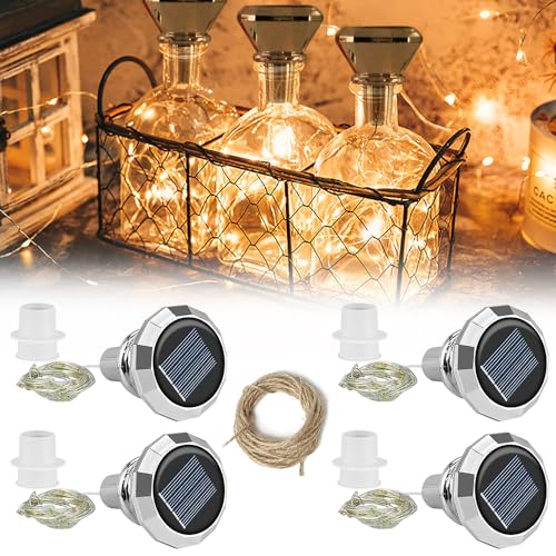 AEUZWR 4 Stück Flaschenlichter, Solar Flaschen, LED Flaschenlichterkette Korken, Flaschen Lichterkette, Diamant Flasche Kupferdraht für Flasche DIY, Weihnachten, Party, Hochzeit, Warmweiß, Silberne AEUZWR 4 Stück Flaschenlichter, Solar Flaschen, LED Flaschenlichterkette Korken, Flaschen Lichterkette, Diamant Flasche Kupferdraht für Flasche DIY, Weihnachten, Party, Hochzeit, Warmweiß, Silberne von AEUZWR