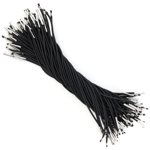 60 Stück schwarze elastische Stachelschnur, Stretch, runde Schnur, Stretch, Basteln, Befestigungsband mit Metallenden für Partyhut, elastische Menüs, Abzeichen, Schilder von AEVBSOY