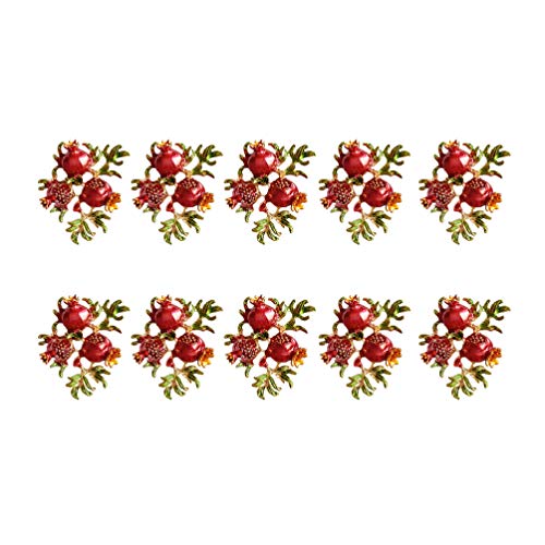 10 Stück Brosche Charms DIY Kopfschmuck Anhänger Zubehör Granatapfel Legierung Kopfbedeckung Ornamente for Stoff Schmuck Schuhe M(3.9 * 3.*cm) von AEVQWEZNC