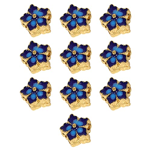 10 Stück Legierung Blume Perlen Metall Spacer Perlen Schmuckherstellung Lose Perlen Charms for DIY Halskette Armband Ohrring Rot(Dark Blue) von AEVQWEZNC