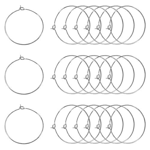 100 Stück Weinglas-Charm-Ringe, 30 mm, versilberter Ohrring, Perlenstickerei, Partybevorzugung von AEVQWEZNC