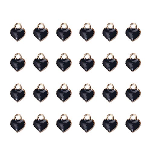 100 Stück herzförmige Emaille-Anhänger, Legierung, Öltropfen, Liebesherz, Anhänger, Herz-Bastelbedarf for Hochzeit, Kinder, Basteln, Schmuckherstellung (rot)(Black) von AEVQWEZNC