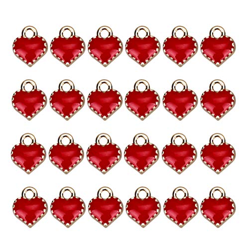 100 Stück herzförmige Emaille-Anhänger, Legierung, Öltropfen, Liebesherz, Anhänger, Herz-Bastelbedarf for Hochzeit, Kinder, Basteln, Schmuckherstellung (rot)(Red) von AEVQWEZNC