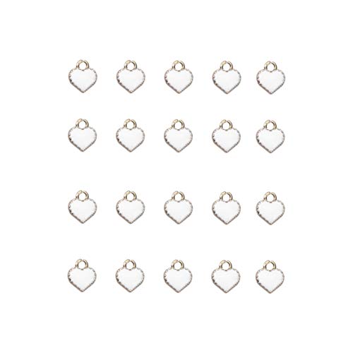 100 Stück herzförmige Emaille-Anhänger, Legierung, Öltropfen, Liebesherz, Anhänger, Herz-Bastelbedarf for Hochzeit, Kinder, Basteln, Schmuckherstellung (rot)(White) von AEVQWEZNC
