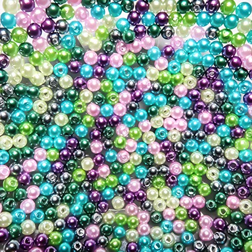 1000 Stück 5 mm Kunststoff-Perlen, mehrfarbig, runde Kunstperlen mit Loch, lose Perlen, lose Perlen, for Basteln, Halsketten, Armbänder, Schmuckherstellung(Blue/green/purple) von AEVQWEZNC