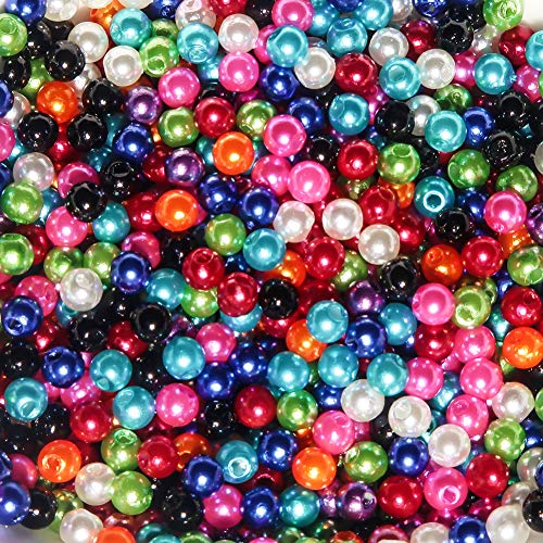 1100 Stück 5 mm mehrfarbige runde ABS-Perlen mit Loch, lose Zwischenperlen, Zubehör for Basteln, Halsketten, Armbänder, Schmuckherstellung(Orange/pink/beige/green) von AEVQWEZNC