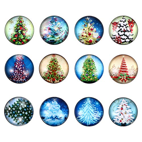 12 Stück Weihnachts-Glaskuppel-Cabochons, halbrunde Perlen mit flacher Rückseite, Charms, Verzierungen, Mosaikfliesen, Zeit for Basteln, Foto-Anhänger, Schmuckherstellung, 18 mm(Assorted Color) von AEVQWEZNC